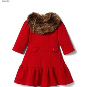 Janie and Jack Faux Fur Jacquard Red Dress size 5